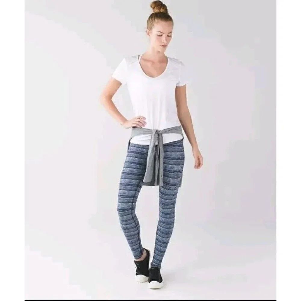 Lululemon Wunder Under Pant III Space Dye Twist Sapphire Blue Leggings Size 6